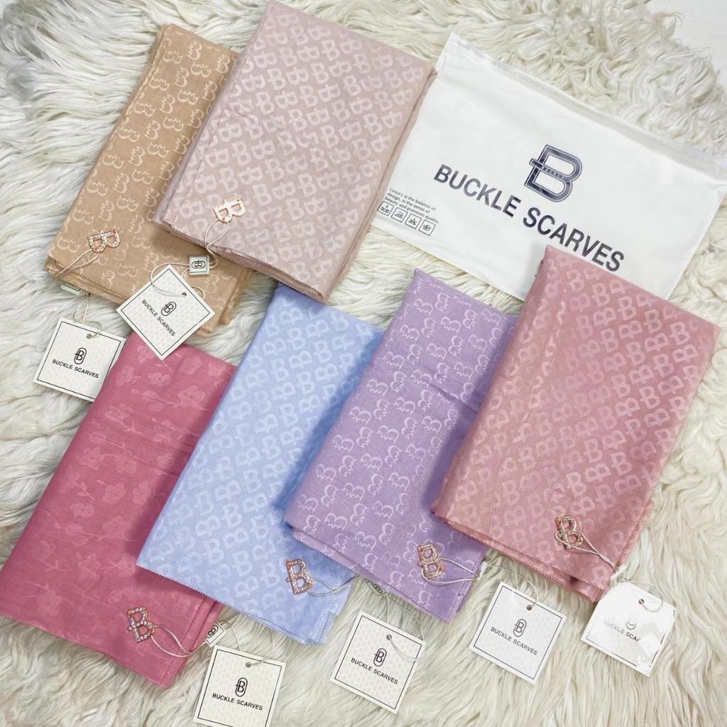 AULIA - Paket Hemat Hijab Segi Empat Buckle Scarves Embos atau Polos Jilbab Segi Empat Bahan Voal Pr