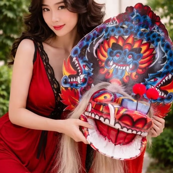 Barongan Ukir Kayu Ngamuk Anak Barong Hits Caplokan Kediri Blora Full Set Kain Kemul