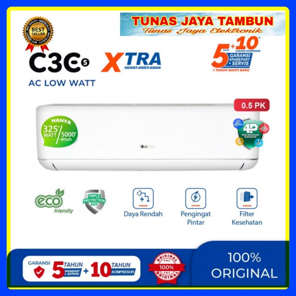 AC GREE GWC 05 C3ES / AC GREE 0.5 PK LOW WATT GWC 05C3ES / GREE GWC05C3ES LOW WATT 0.5PK