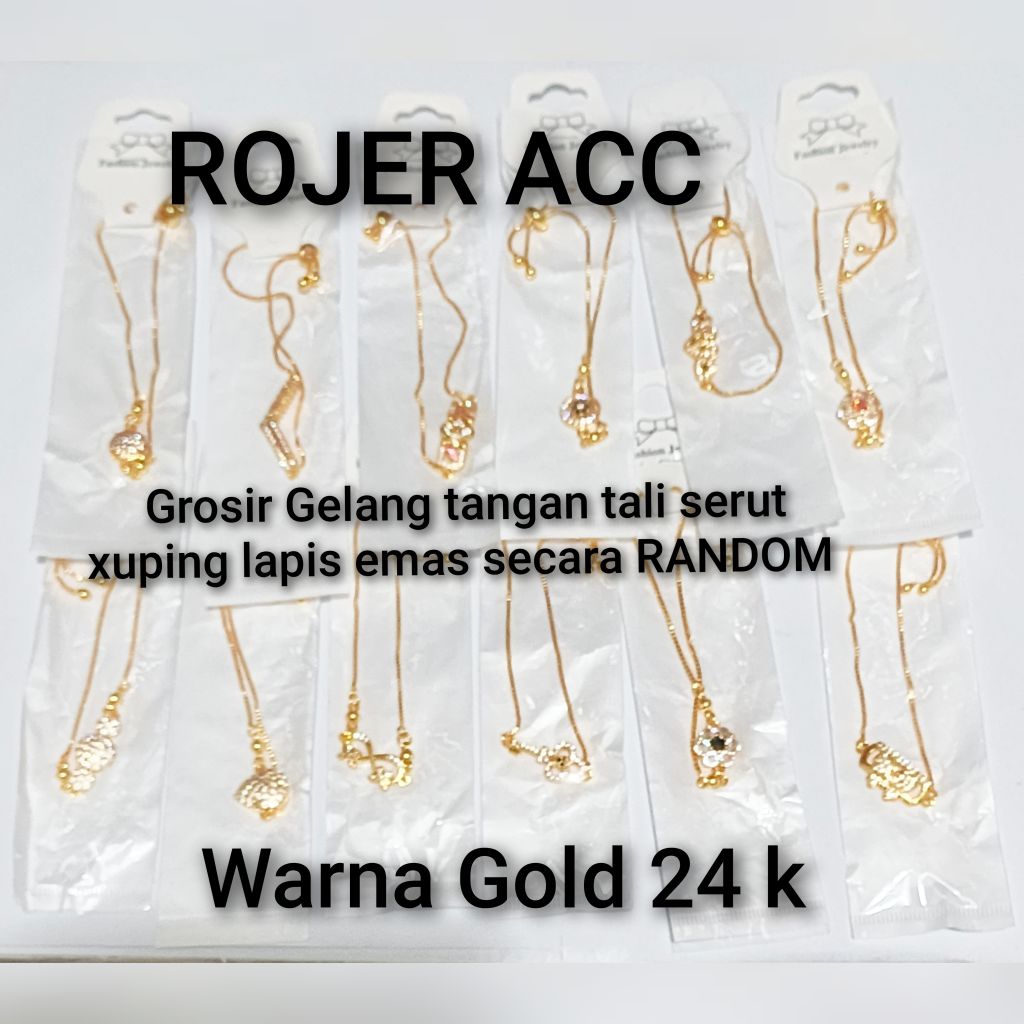 AL109. Grosir 12 PC secara RANDOM, Gelang tangan tali serut xuping lapis emas terlaris