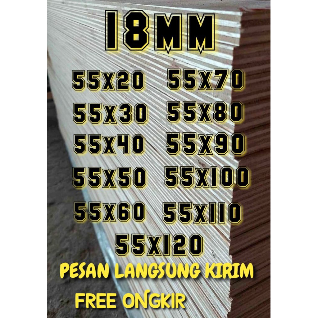 Triplek Potongan 18mm Lebar 55 Panjang Custom