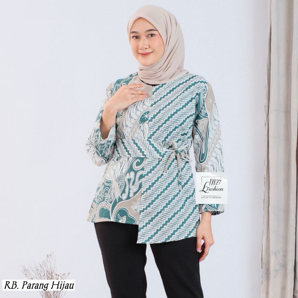 Blouse Batik Kerah Kupu Baju Batik Wanita Modern Atasan Blouse Outer Wanita Batik Kerja Kantor Katun