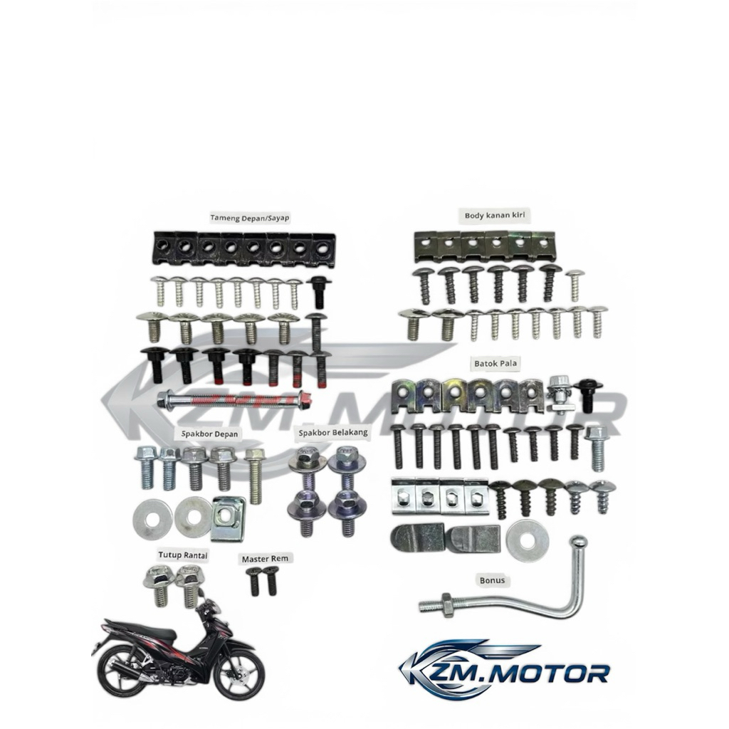 Baut Motor Full body Honda Absolute Revo 110cc / Baud Full Body Motor Bodi Honda Revo Absolute / Bau