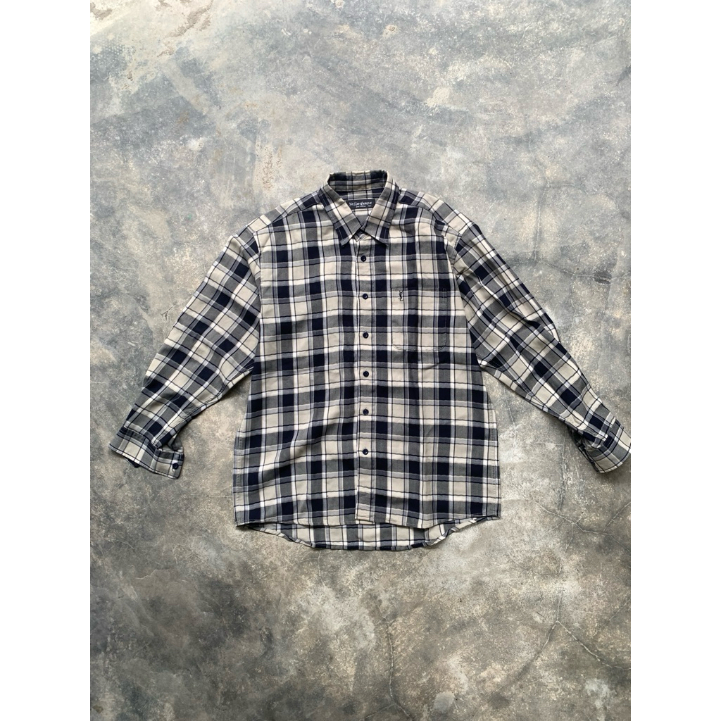 [PRELOVED] Kemeja pria bekas YSL kotak-kotak vintage second - bekas