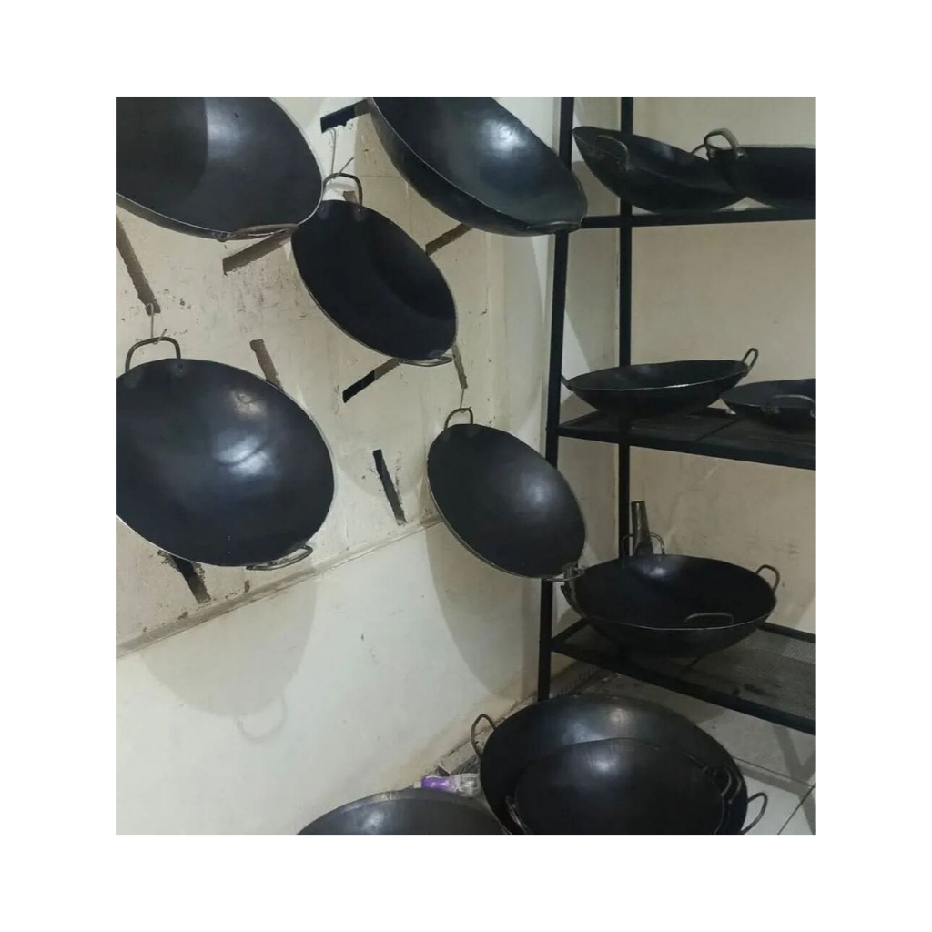 Wajan 50cm Plat Baja Hitam | Wajan Nasi Goreng Resto Anti Lengket Besar Tebal