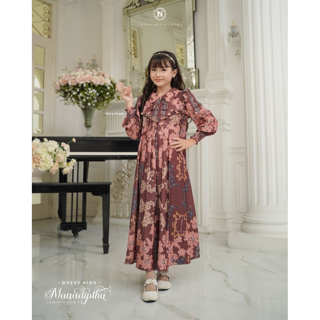 NADHEERA LUXURY TERBARU MAISADIPTHA DRESS KIDS || PRE ORDER GAMIS ANAK FAMSET SARIMBIT 2026