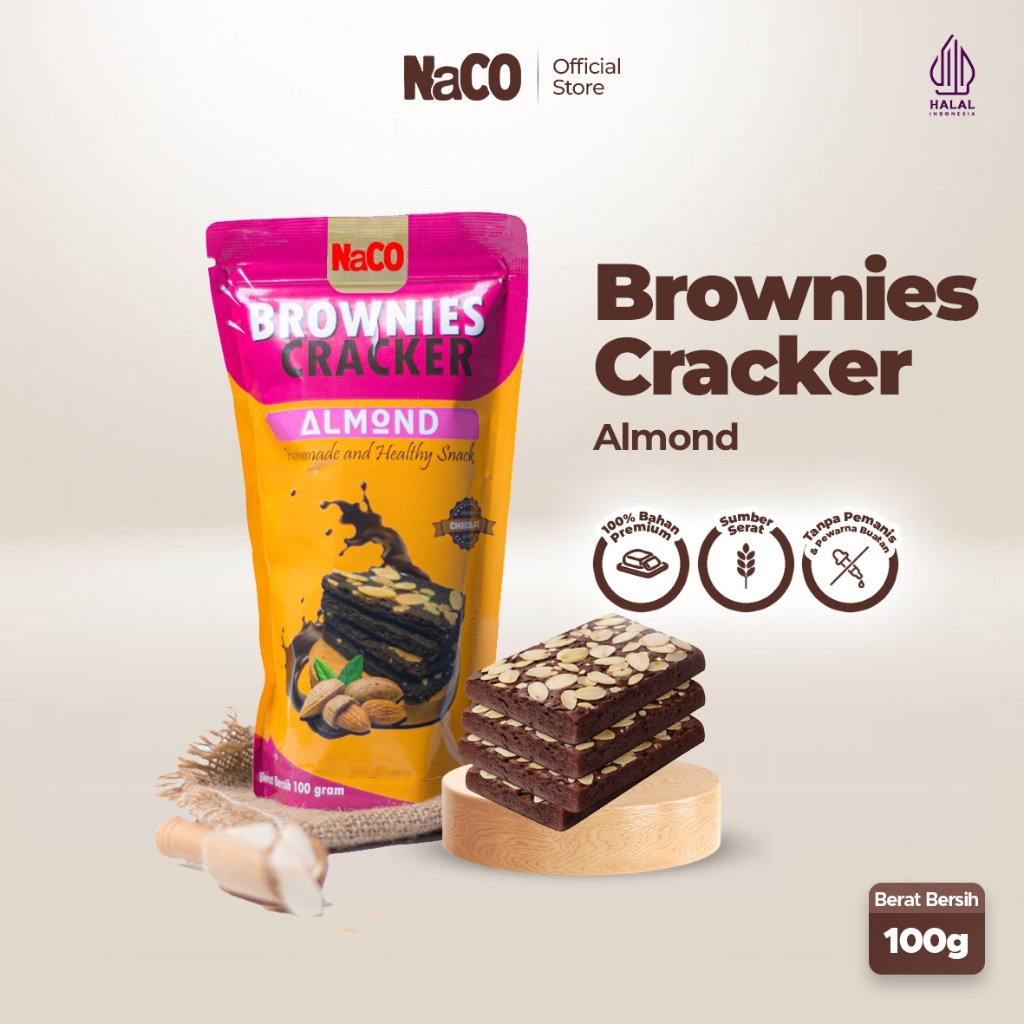 Brownies Cracker Kemasan Pouch 100gr Keripik Brownies Crispy BEST SELLER | Manis & Renyah Buat Camil