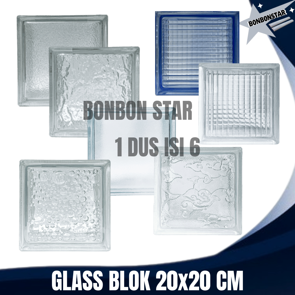 Glass Block Mulia 1 Dus Isi 6pcs Blok Kaca 20x20cm - Glass block Blok Kaca Terbaru - Glass Blok Kaca