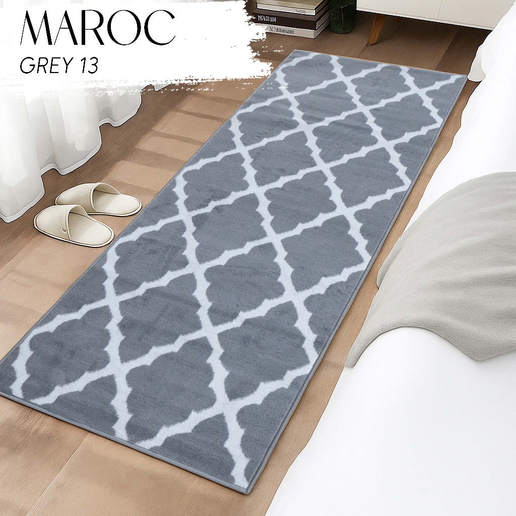MAROC Karpet 80X200 GREY 13, Karpet Lantai, Karpet Bawah Meja,Karpet Bawah Kasur