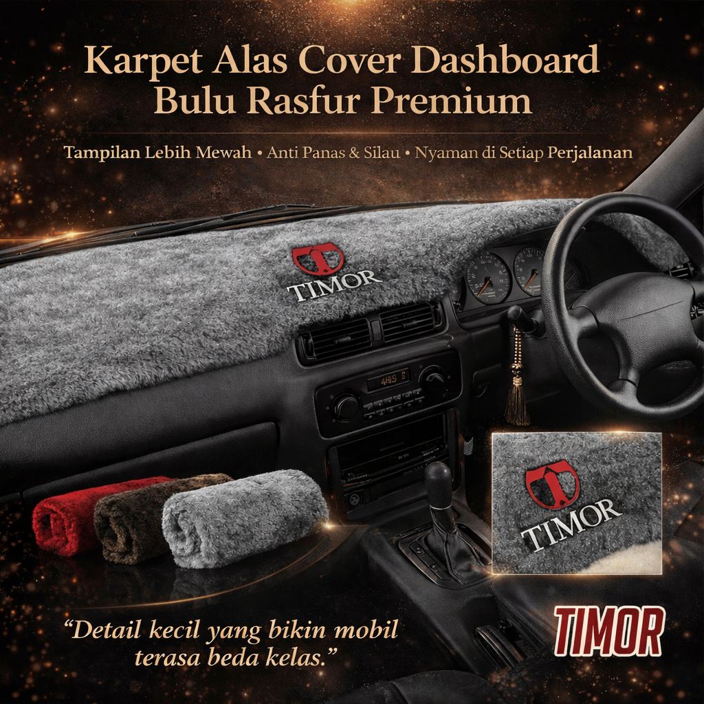 KARPET ALAS DASHBOARD BULU RASFUR MOBIL TIMOR CUSTOM NAMA Anti Silau Lembut Nyaman Elegan Mewah
