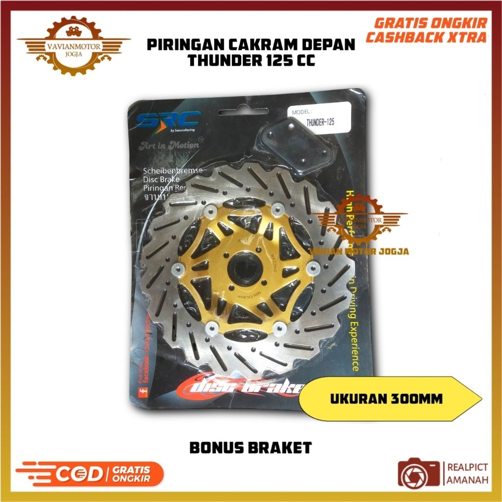 Piringan Cakram Depan Suzuki Thunder 125 Lebar 300mm Disc Brake Floating Variasi Lubang 4 Bonus Brak