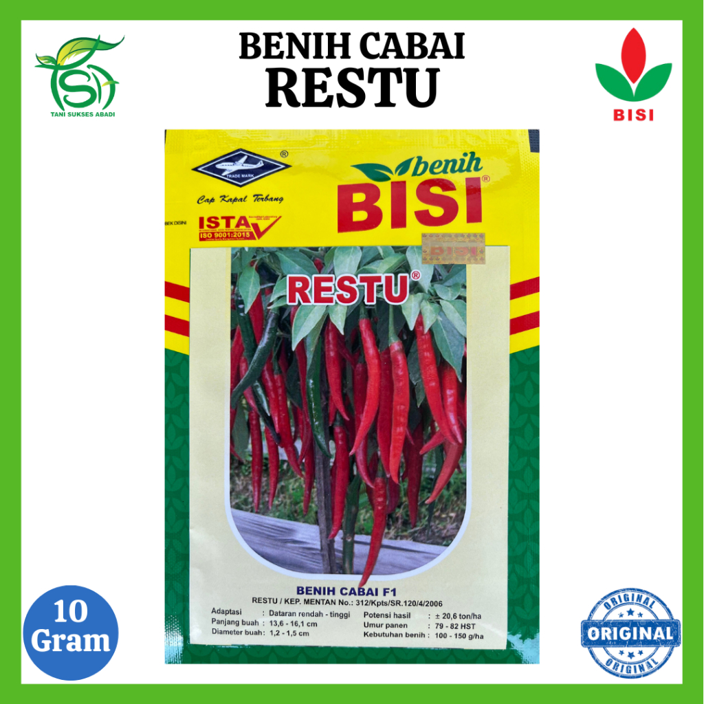 Benih Cabai RESTU (10 Gram) - Bibit Cabe Besar Hibrida F1 BISI