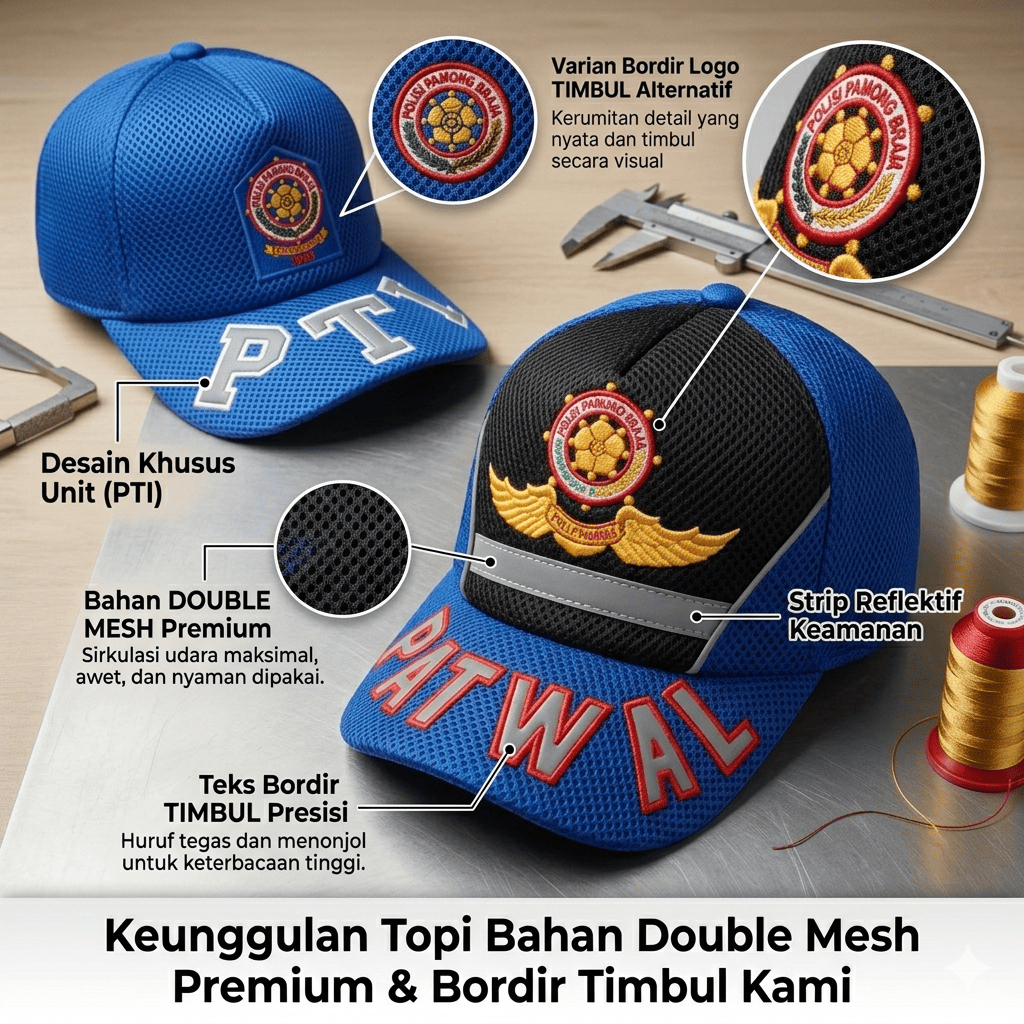 LF MOD - Topi PTI dan Pamwal Bahan Jala Mesh Tebal Model Terbaru untuk Satpol PP