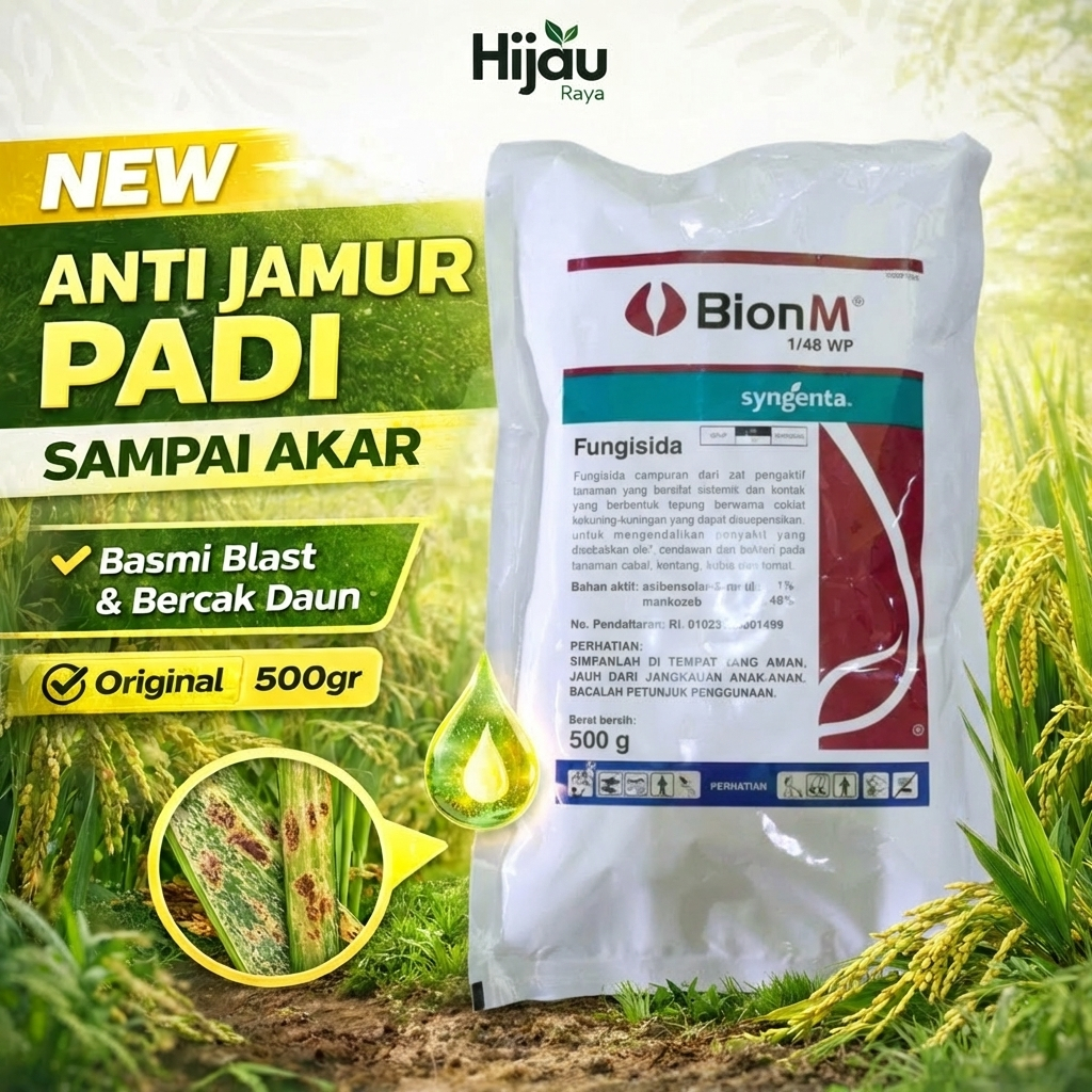 Fungisida Padi BION M 500gr | Obat Jamur Blast & Bercak Daun | Fungisida Sistemik Ampuh