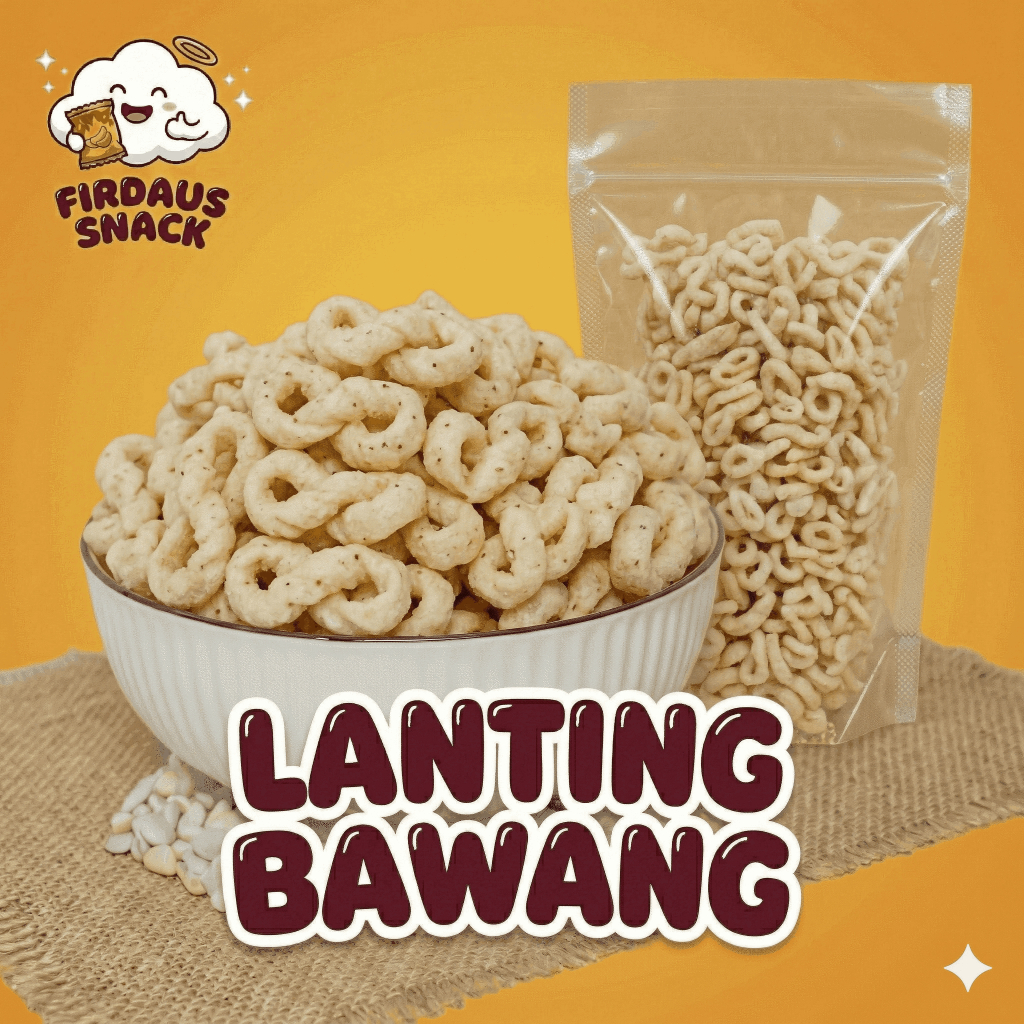 Lanting Bawang 1kg 500gr 250gr 100gr - Lanting Singkong Gurih Renyah Asli Magelang - Firdaus Snack