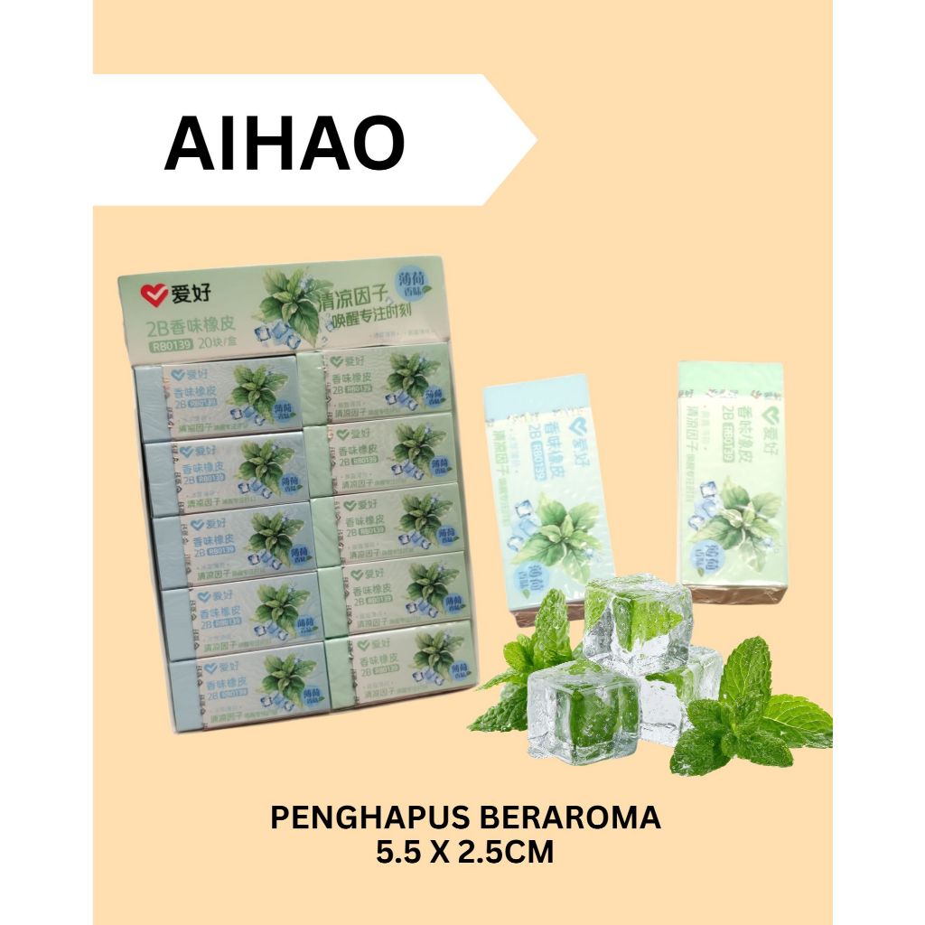 PENGHAPUS PENSIL STIP ERASER BESAR WANGI MINT WARNA PASTEL AIHAO RB0139