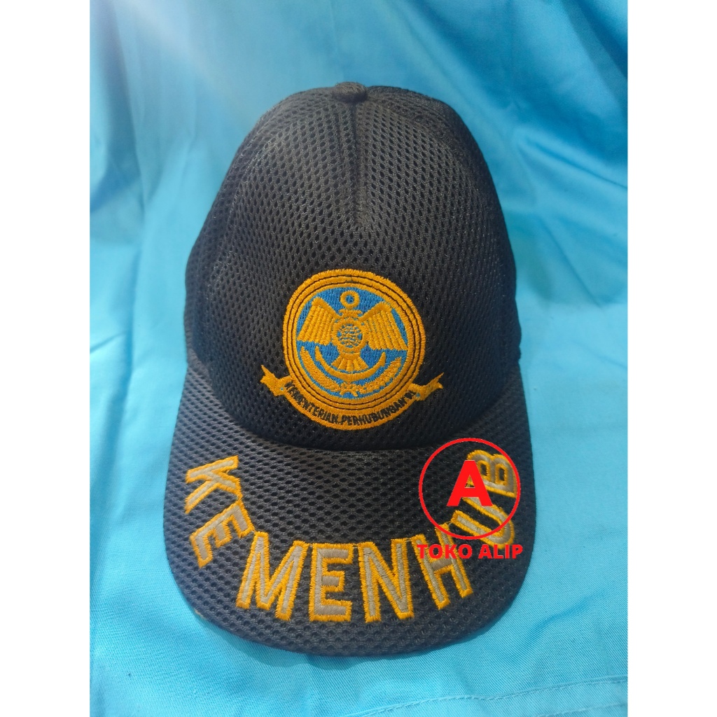 Topi Kemenhub - Topi Jaring Kemenhub - Topi Kementrian Perhubungan Biru Jaring