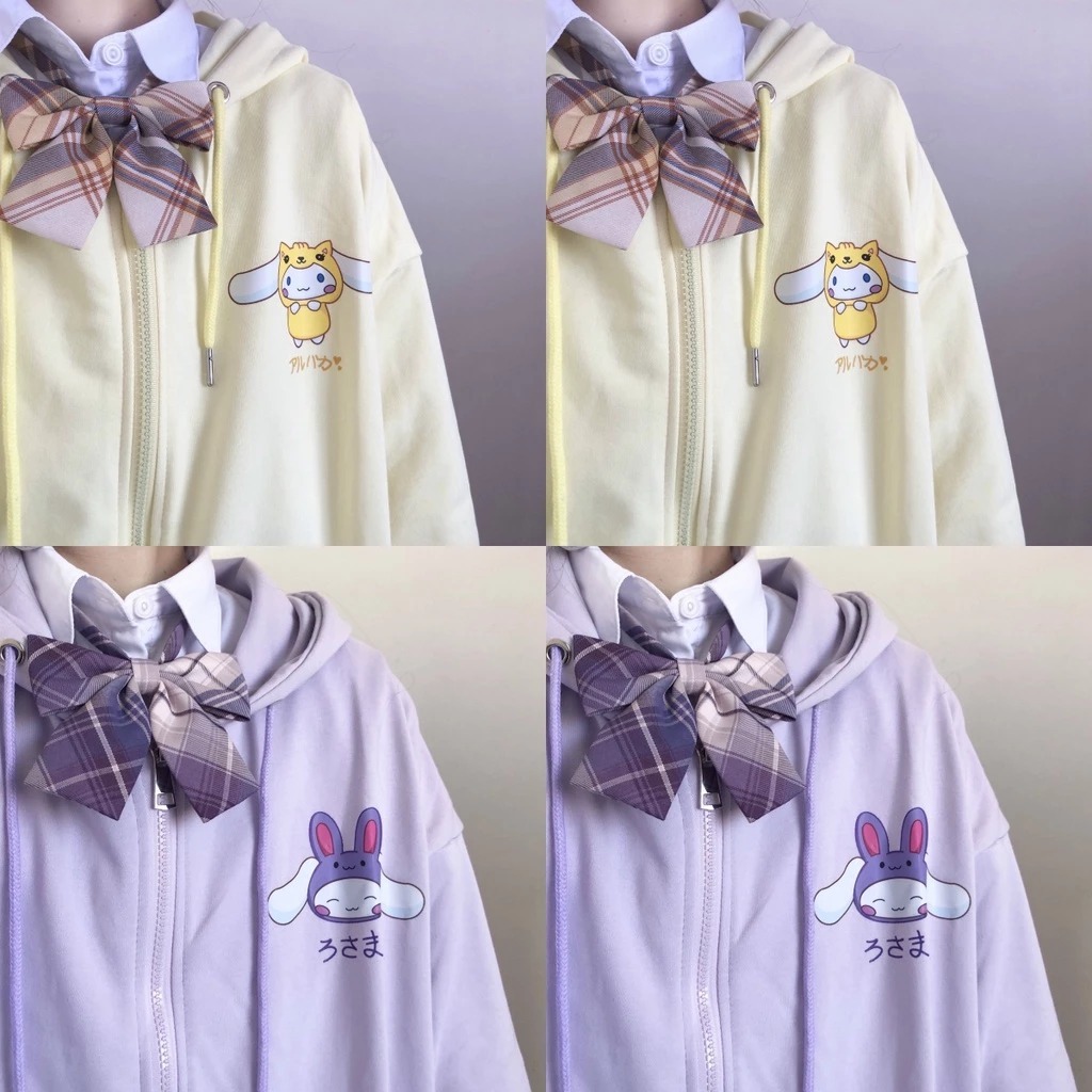 Vonny hoodie wanita zipper cute bunny korean style oversize jaket casual kekinian Jaket Hoodie cewek