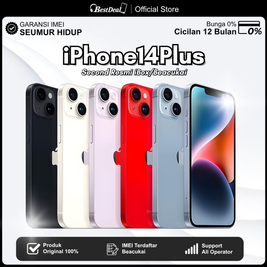 iPhone 14 Plus iBox Second Like New IMEI Permanen Garansi 24 Bulan 100% Original Second iPhone Fulls