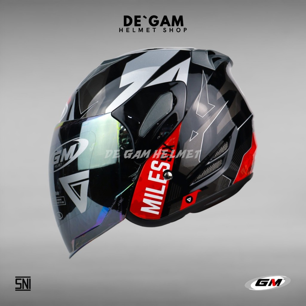 GM Fighter SR Motif Six Miles - Black/Red - Helm Half Face