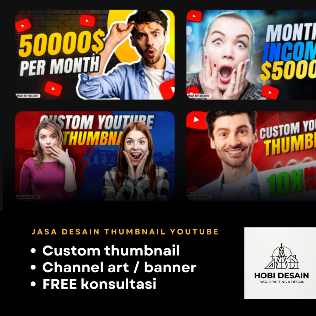 Jasa Desain Thumbnail & Banner YouTube (High Click-Through Rate)