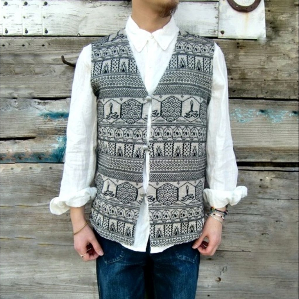 Kapital Knit Pattern Button Vest