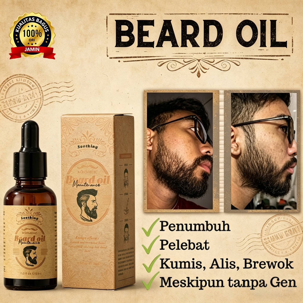 Original Beard Oil Serum Penumbuh Jenggot Obat Menumbuhkan Kumis Jenggot Jambang Secara Cepat Bikin 