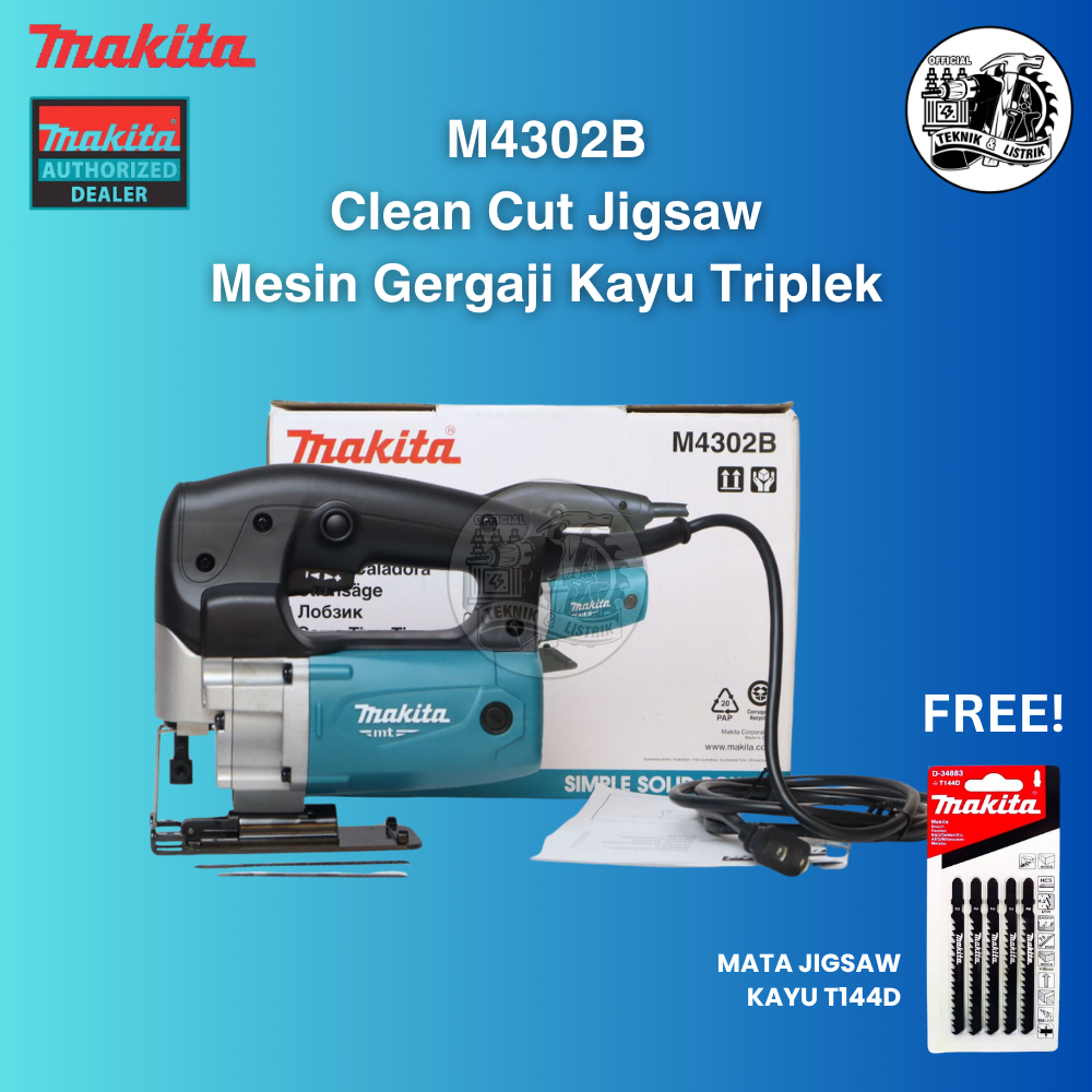 (FREE MATA JIGSAW) Makita M4302B / Mesin Jigsaw Makita M4302B - Mesin Gergaji Triplek Jig Saw Makita