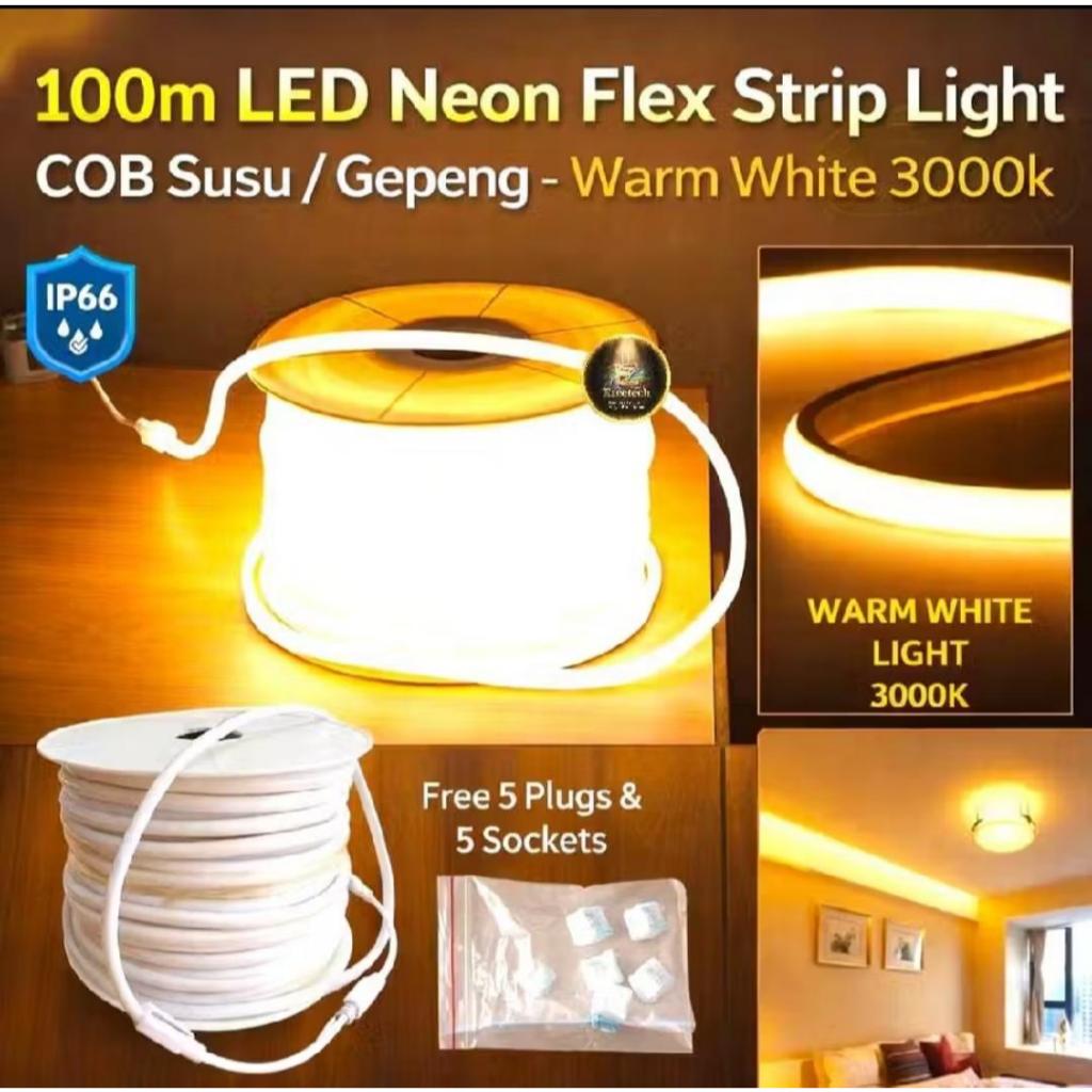 Lampu Led Selang COB susu 3000K 10Meter+1pcs Coket waterproof Tahan Air