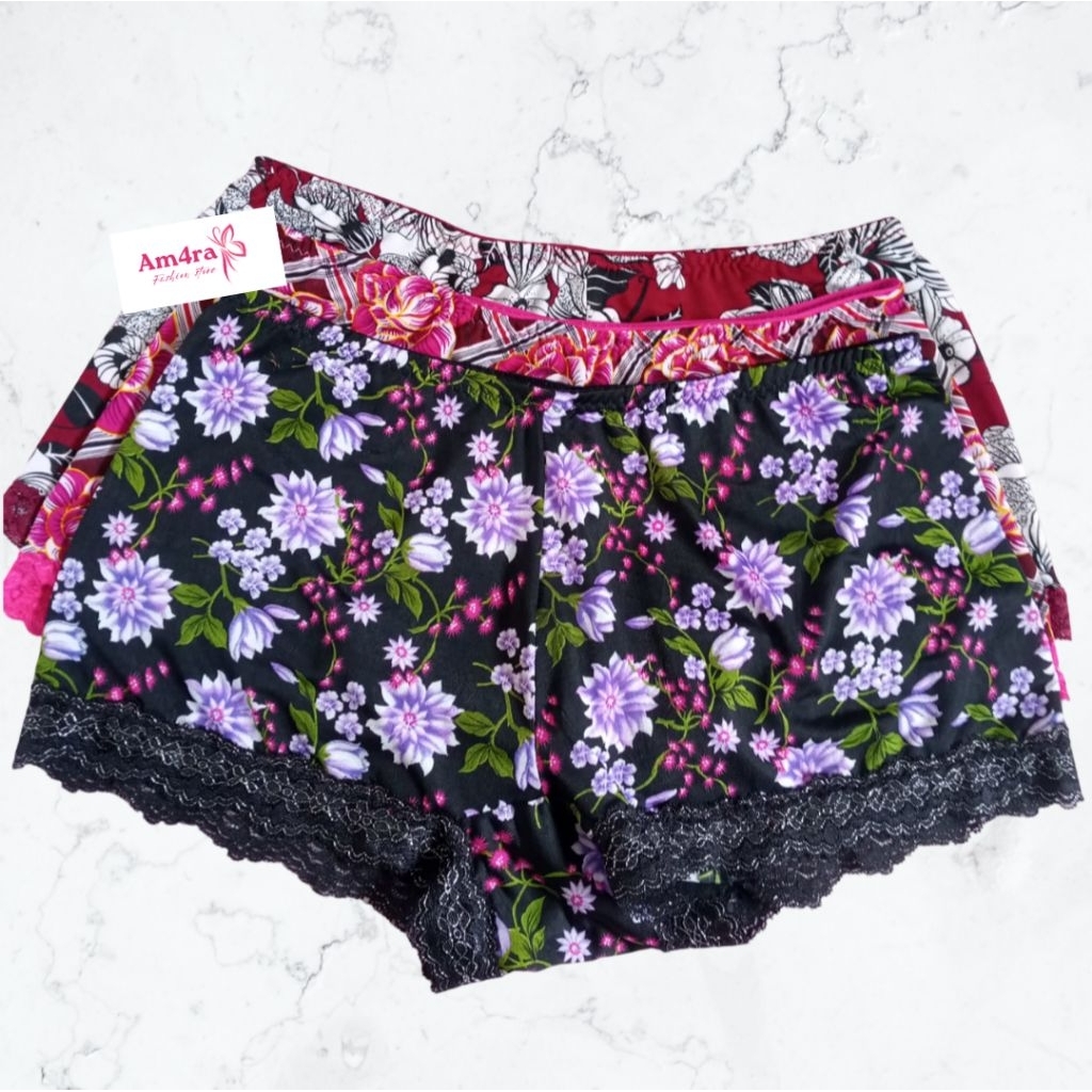 CD Hotpants Wanita Viral 3 Pcs Celana Dalam Boxer Wanita Spandek Jersey Motif Random Kekinian