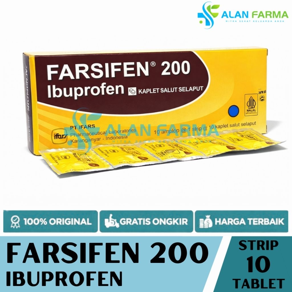 Farsifen 200 mg Strip isi 10 Tablet | Ibuprofen 200 mg Tablet