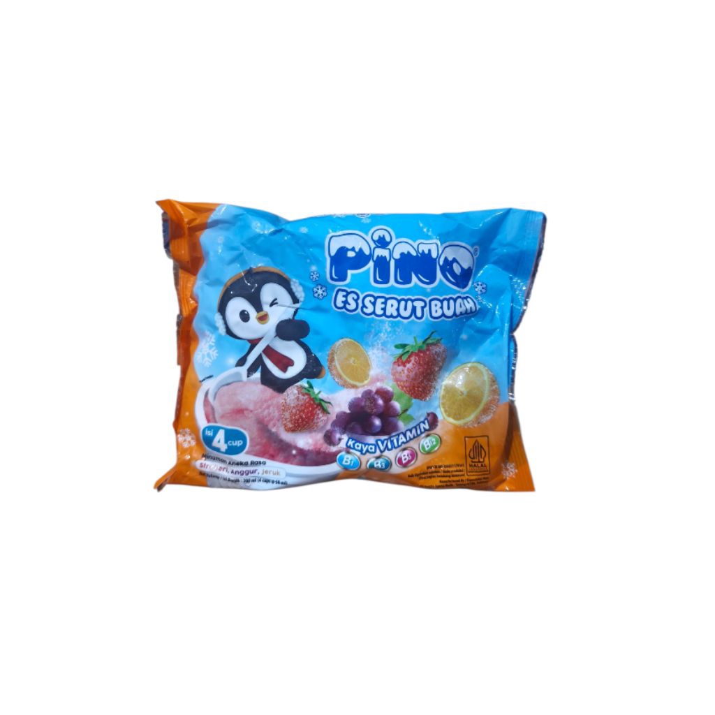 Pino Es Serut Buah Cup 4 Cup - Rasa Stroberi, Anggur, Jeruk