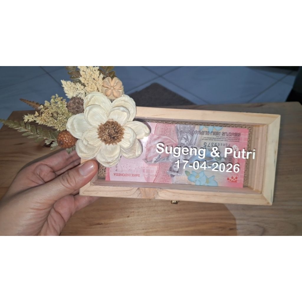 kotak mahar uang hias bunga aesthetic/kotak mahar unik free nama /kotak mahar pernikahan/kotak mahar