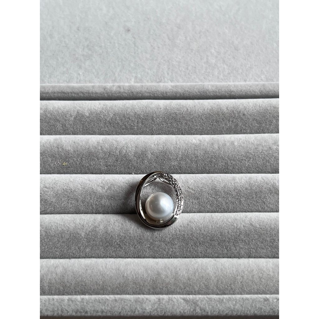 Liontin emas putih berlian mutiara 005