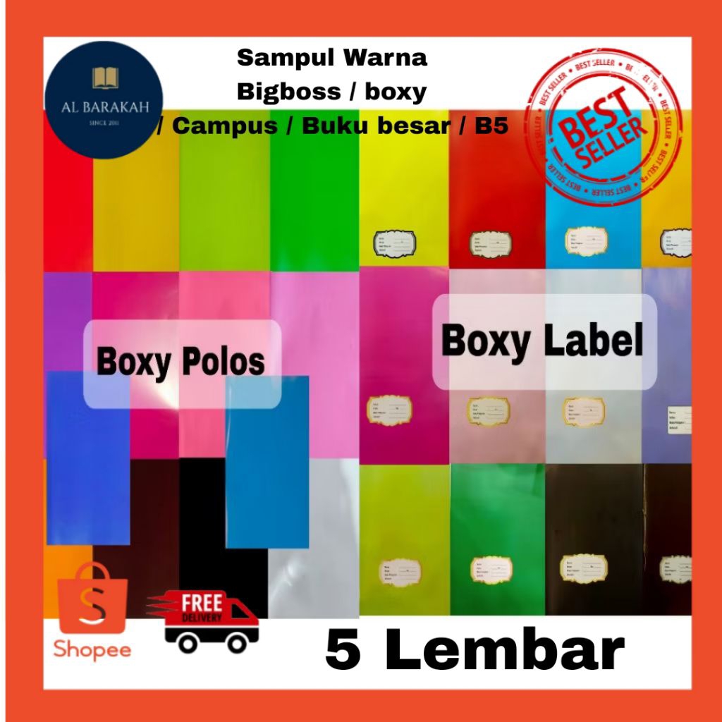 5 Lembar !!! Sampul Buku Warna Bigboss / Boxy / Campus / Buku besar / B5 Sampul buku Warna warni Sam
