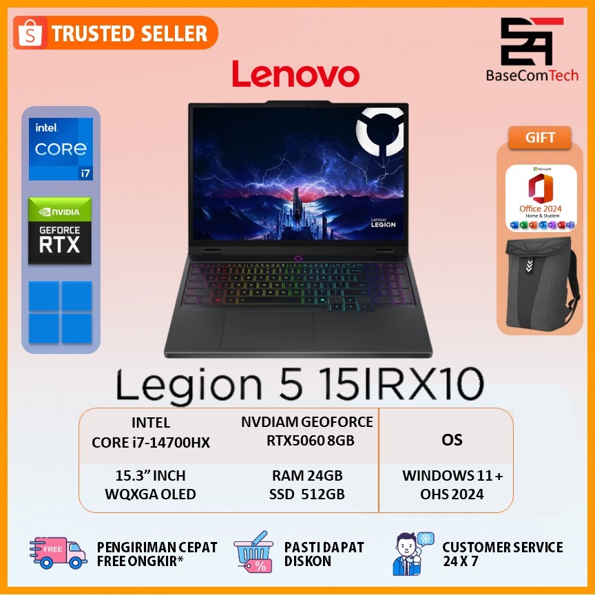 Lenovo LEGION 5 OLED RTX5060 i7 14700HX 24GB/512GB 15.1 inci WQXGA 165Hz