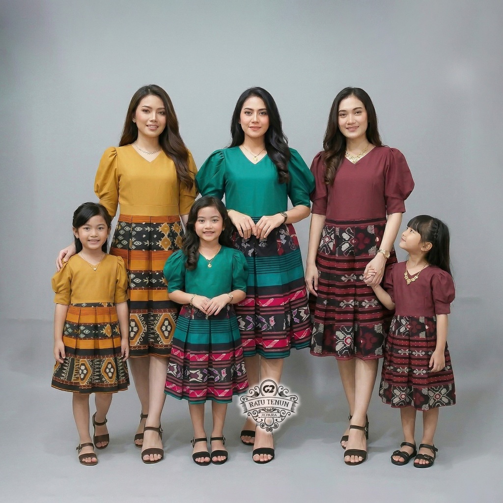 BAJU DRESS TENUN WIRU KOMBINASI MIX TOYOBO Original 100% Kain Tenun Asli .Dress Natal, Baju seragam