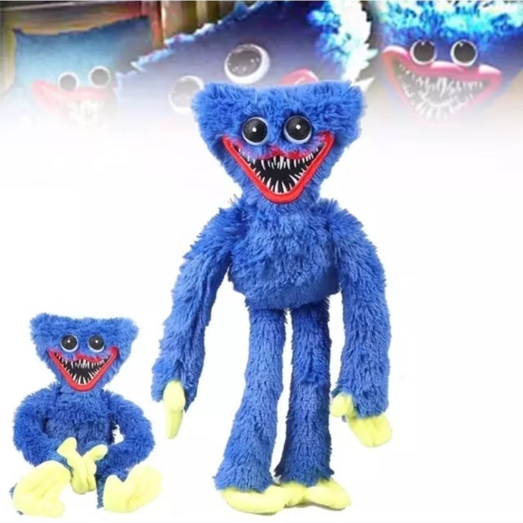 Boneka Plush Huggy Wuggy Biru - Lembut, Aman untuk Anak, Desain Rapih