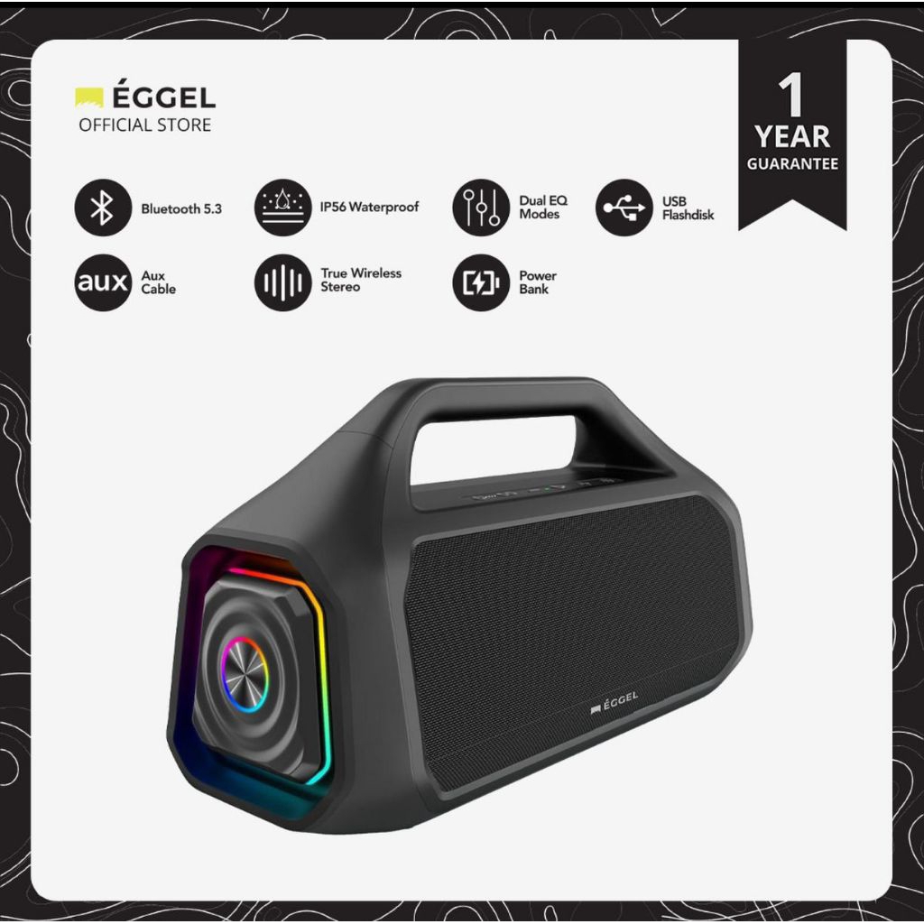 EGGEL ELITE XL 3 MAX, PORTABLE BLUETOOTH SPEAKER, WITH 3-WAY AUDIO SYSTEM