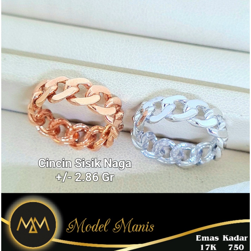 Cincin Rantai Sisik naga kilap emas rosegold 750 kadar 17k