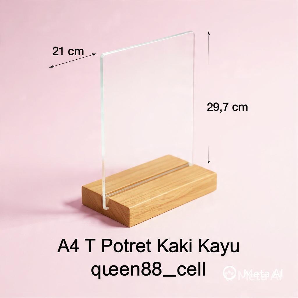 TEMPAT BROSUR / TENT HOLDER / TENT CARD AKRILIK DISPLAY UKURAN A4/ Kaki kayu