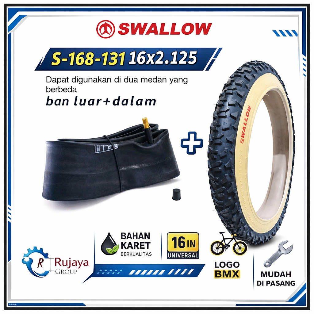 ban luar dalam 16 x 2.125 swallow kuning ban sepeda 16 x 2.125 sepeda bmx lipat dll