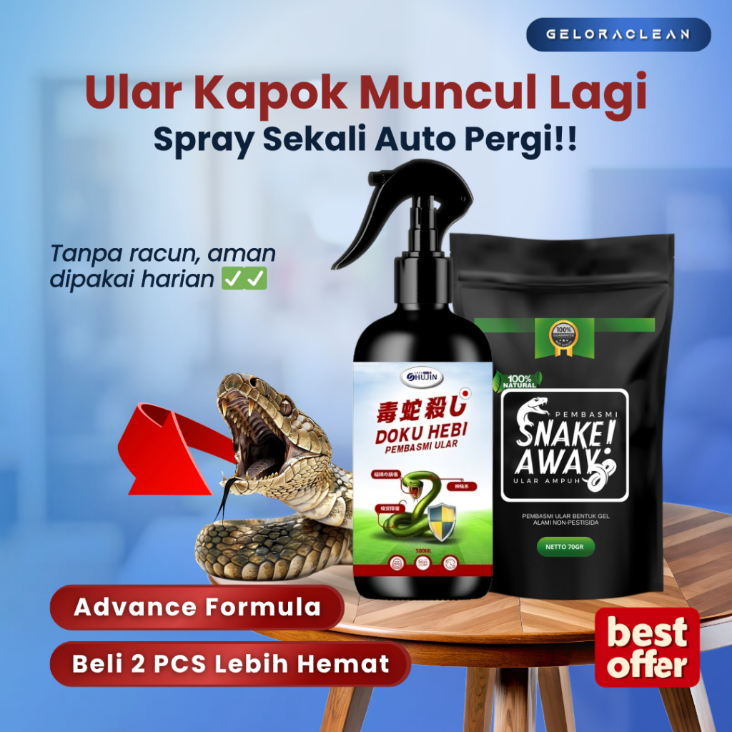 [PAKET HEMAT BASMI ULAR] Doku Hebi X Snake Away Pembasmi Ular Gel Racun & Cairan Spray Pengusir Ular