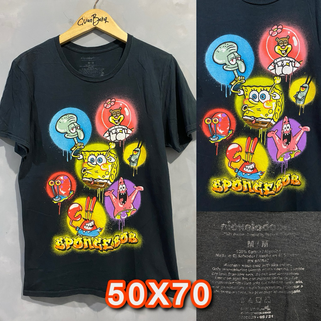 Kaos Nickelodeon Spongebob Squarepants Crew Black - Second Original