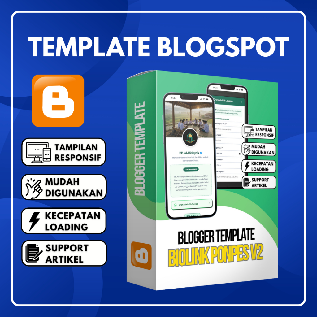 Template Blogger Biolink Ponpes Pro V2 Mudah Digunakan Lengkap Dengan Panduan & Update