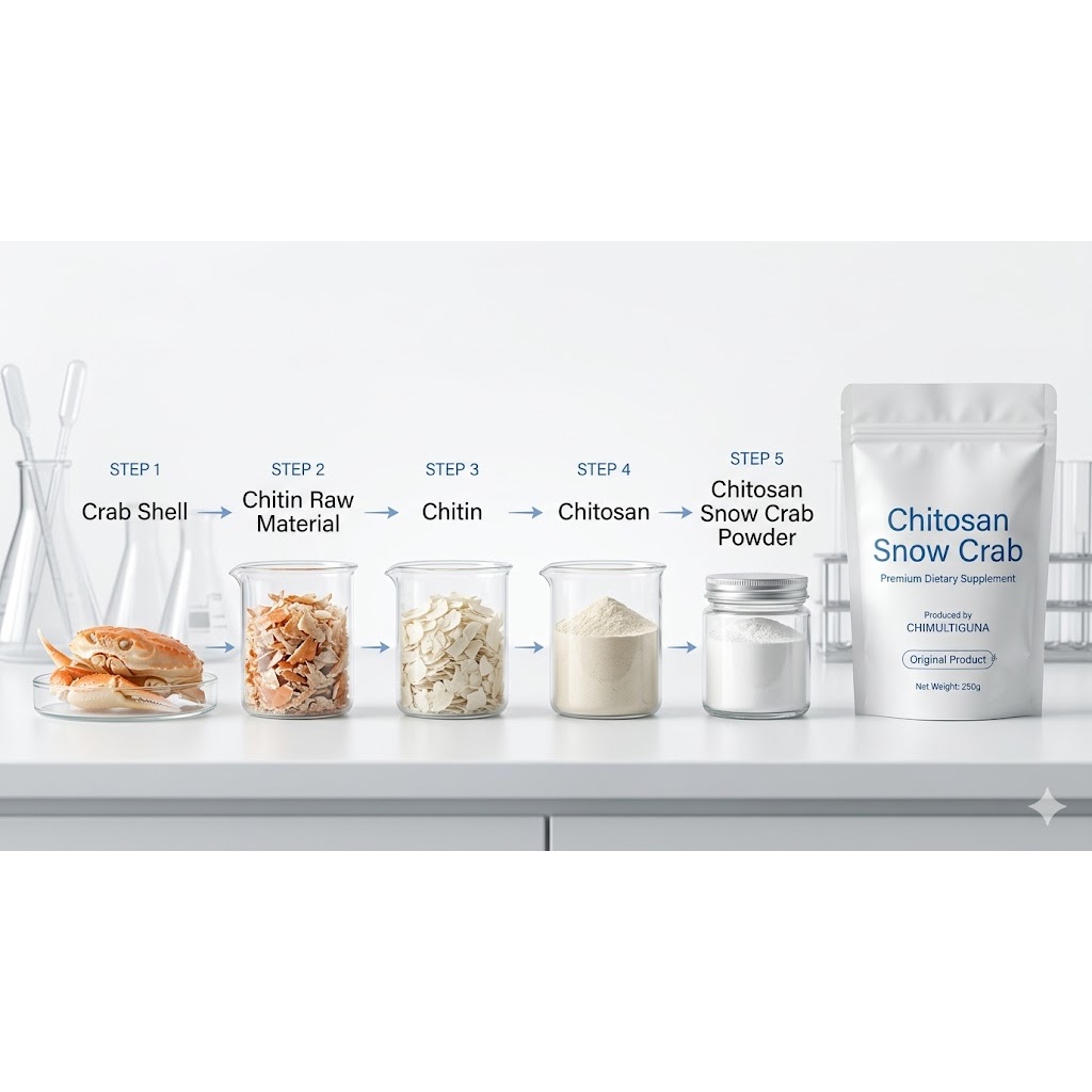 Chitosan Snow Crab Powder | Kitosan Kemurnian Tinggi | Pupuk Organik, Penjernih Air, Bahan Lab | Ori