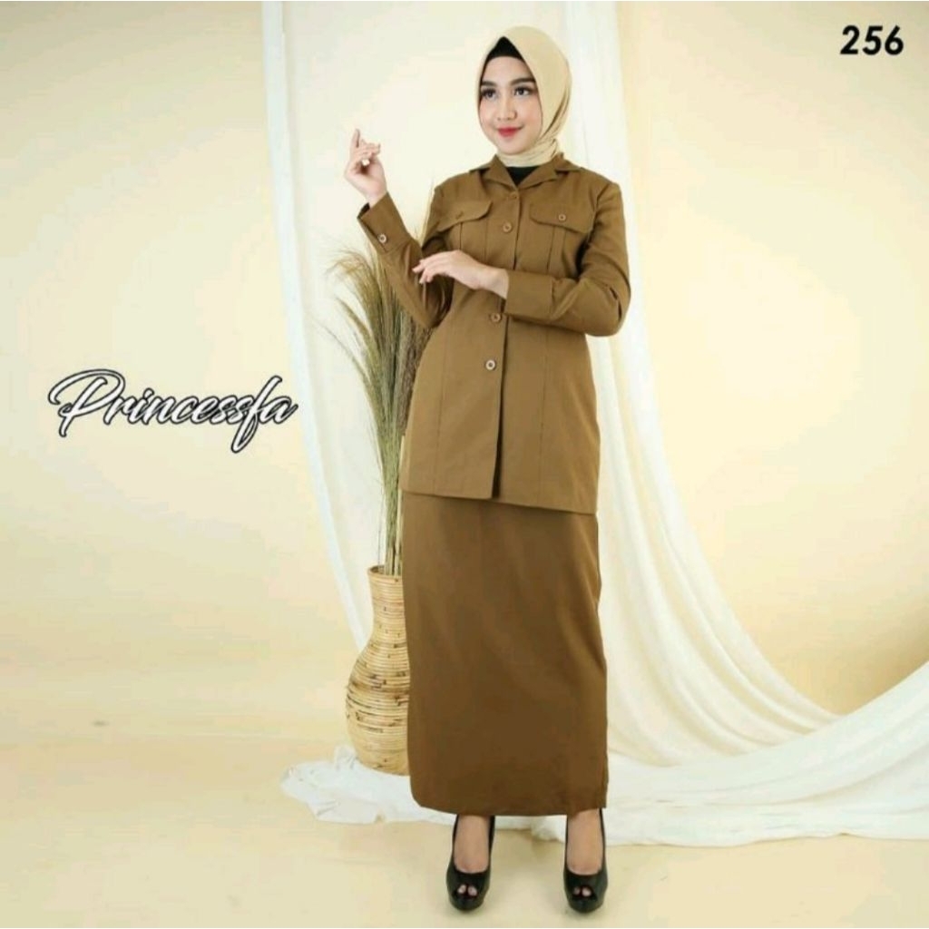 seragam pemda wanita princessfa/ seragam pns kheki tua wanita/ blezer pdh kheki tua princessfa/ baju
