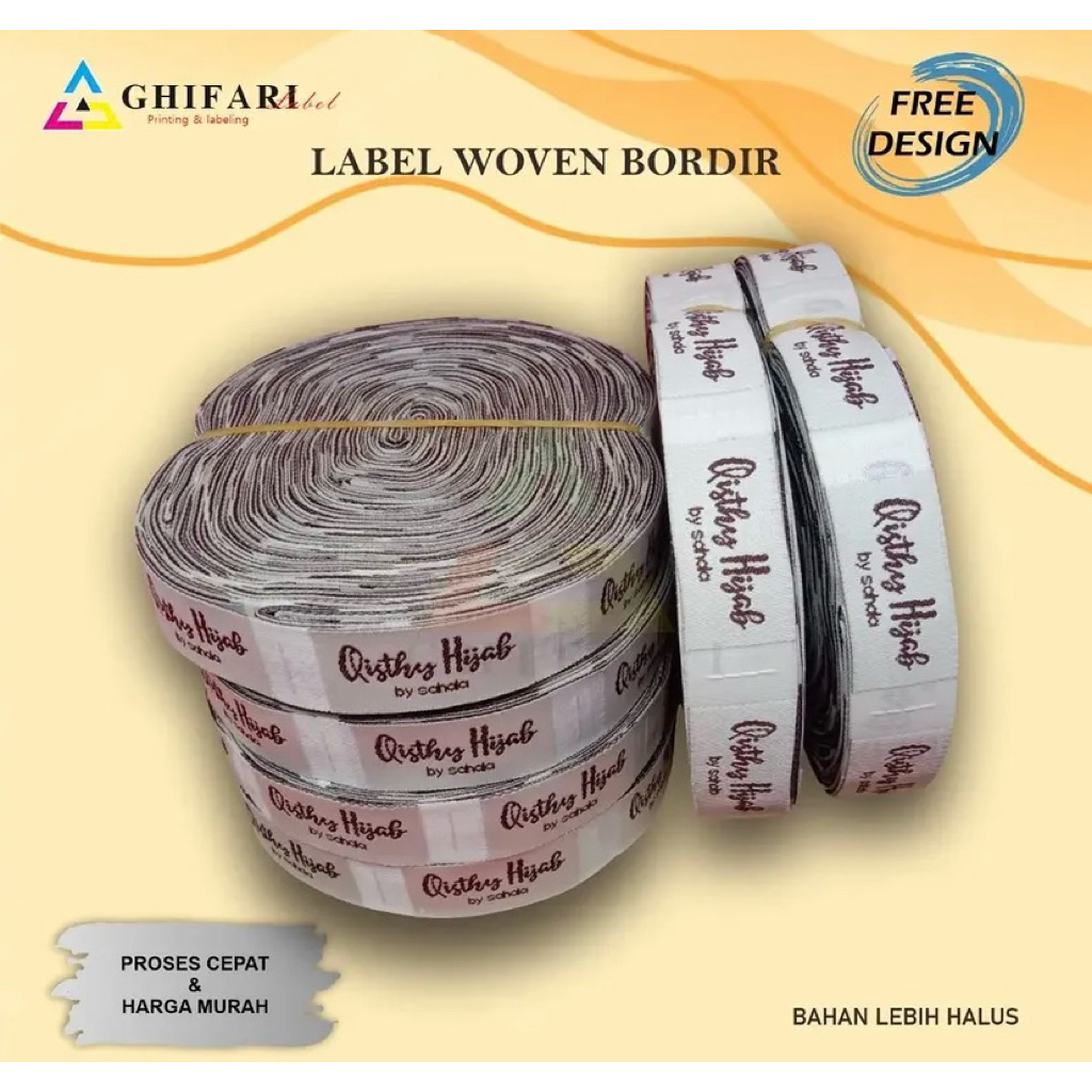 LABEL WOVEN DAMASK(  label woven, lebel merek baju, label hijab premium, label bordir, label tenun