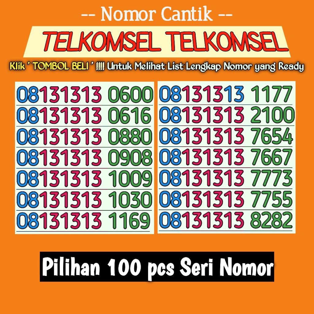 Telkomsel Kartu Perdana Nomor Cantik Simpati Prabayar Nomer HP Handphone 0812 Rapi Urut Naik Langka 
