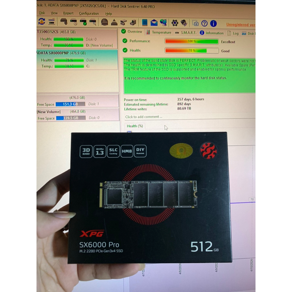 Adata XPG sx6000 Pro 512GB gen 3